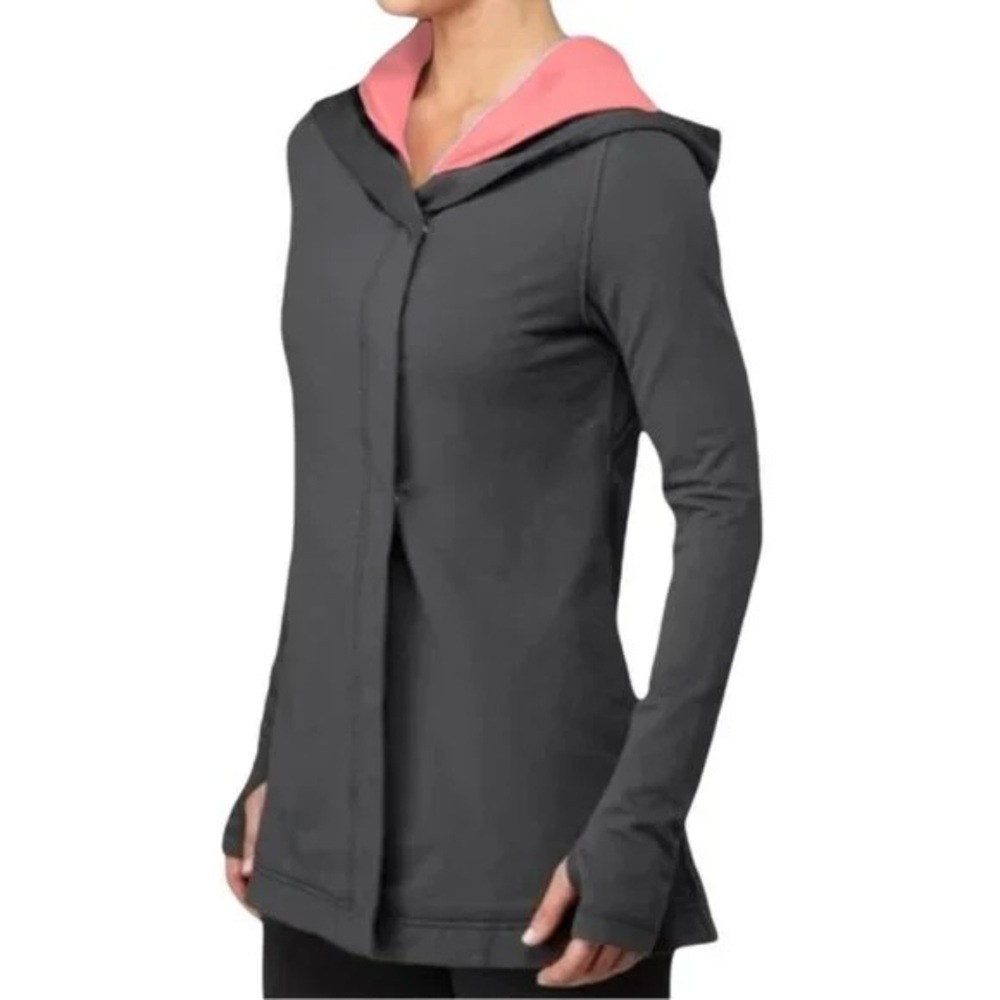 lululemon long sleeve hooded wrap hoodie grey cyber athletic jacket